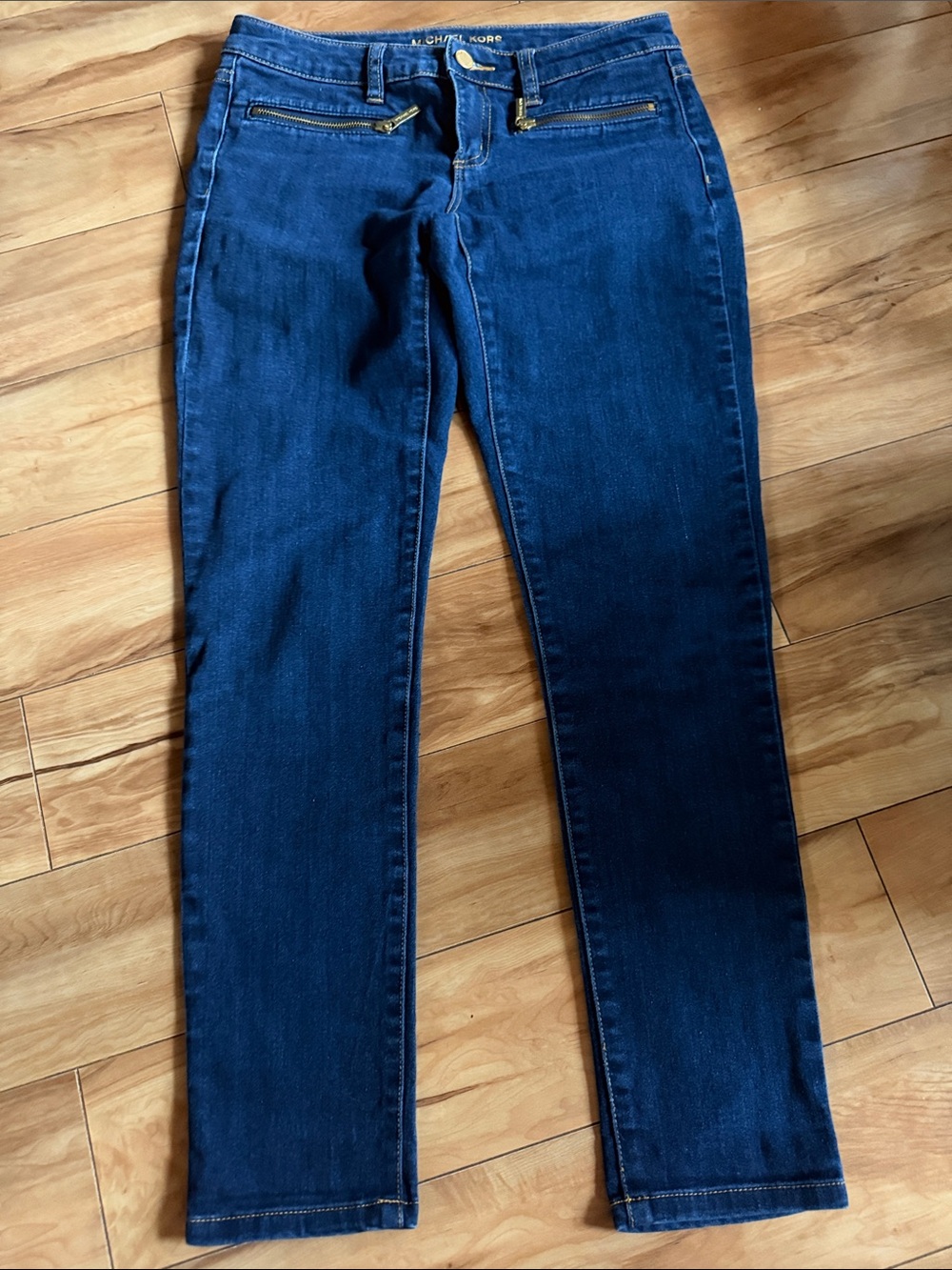 Michael Kors Navy Skinny Zip-Pocket Jeans